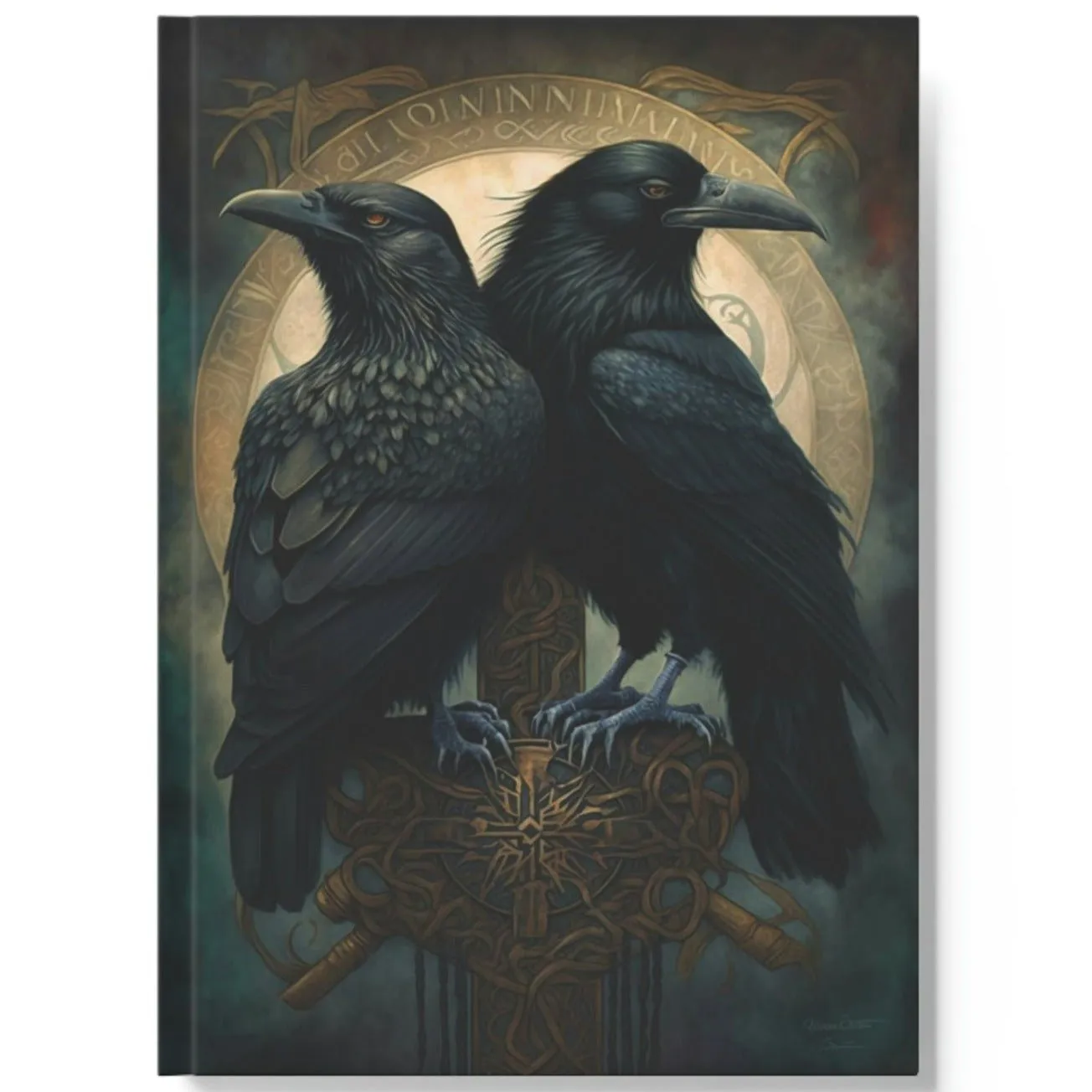 Raven Notebook - Two Ravens on the Hilt of a Sword - Hard Backed Journal