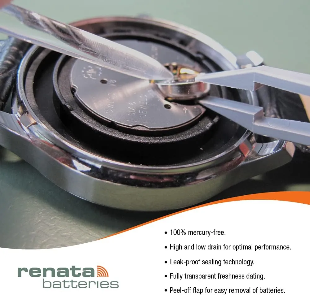 Renata 371 SR920SW Batteries - 1.55V Silver Oxide 371 Watch Battery (2 Count)