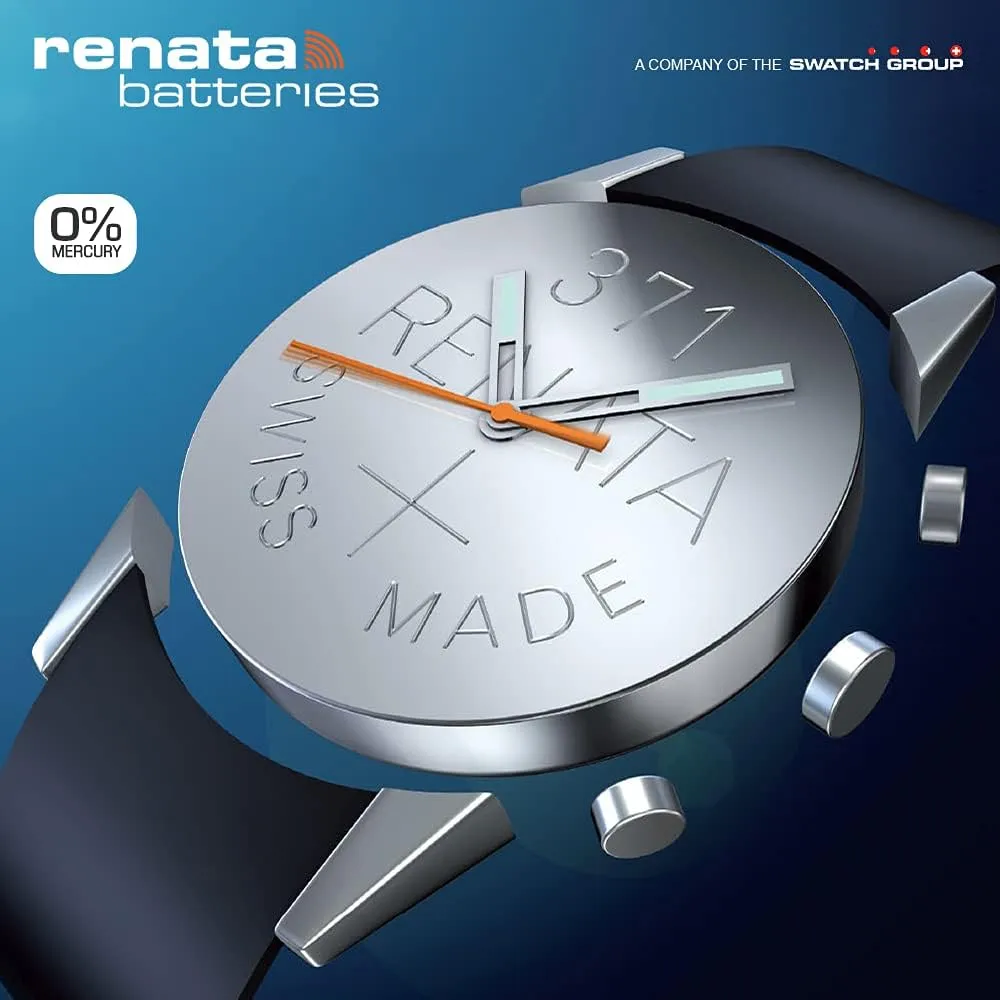 Renata 371 SR920SW Batteries - 1.55V Silver Oxide 371 Watch Battery (2 Count)