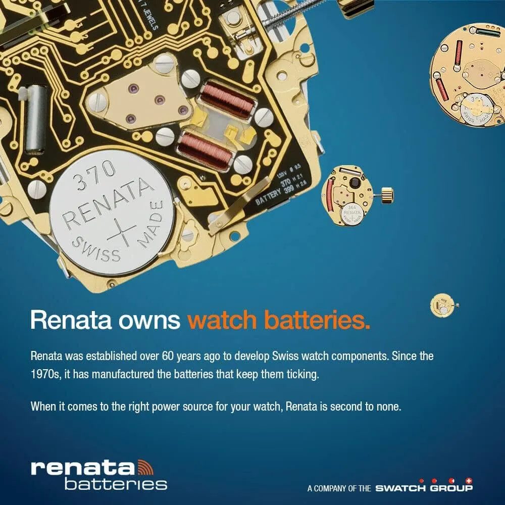 Renata 395 SR927SW Batteries - 1.55V Silver Oxide 395 Watch Battery (2 Count)