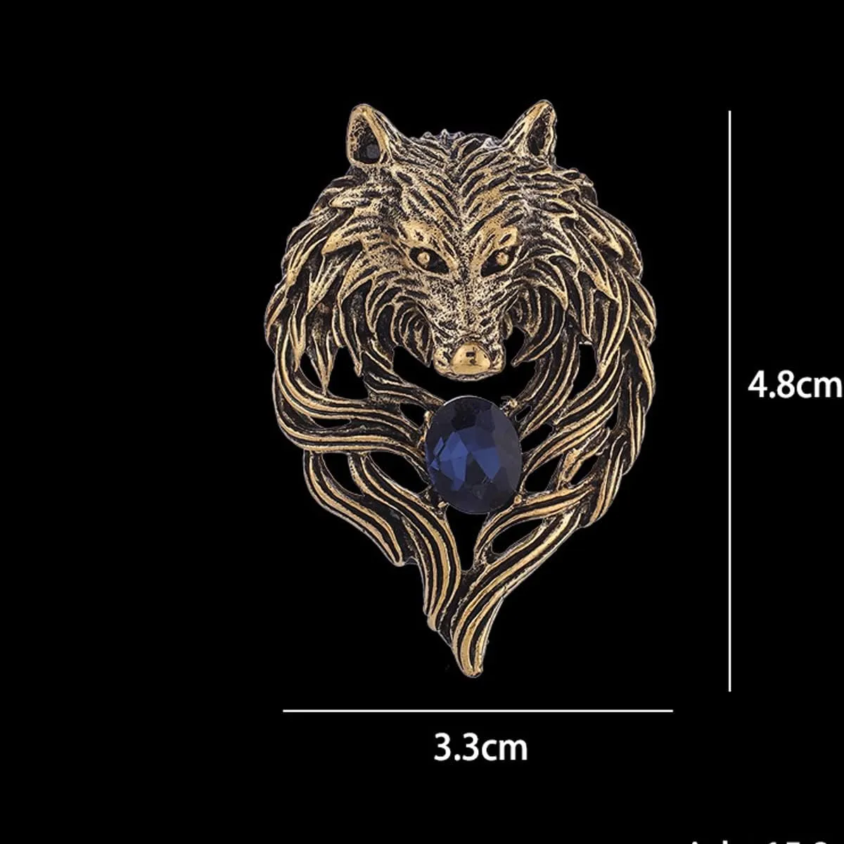 Rhinestone Tiger Head Brooch Pins for Men,Animal Lapel Pins Lion Wolf Head Coat Collar Brooch Vintage Lapel Pin Brooch Safety Pin Men Suit Accessory