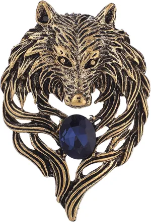 Rhinestone Tiger Head Brooch Pins for Men,Animal Lapel Pins Lion Wolf Head Coat Collar Brooch Vintage Lapel Pin Brooch Safety Pin Men Suit Accessory