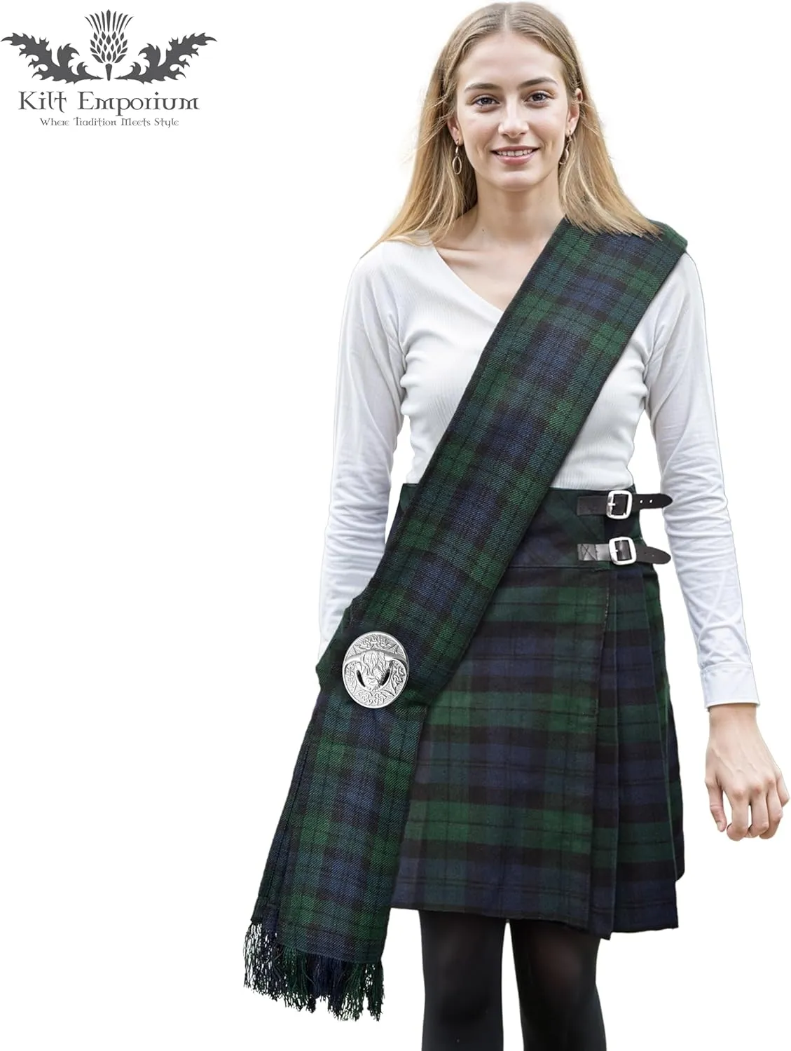 Scottish Highland Cow Kilt Brooch Pin - Brass, 3-Inch