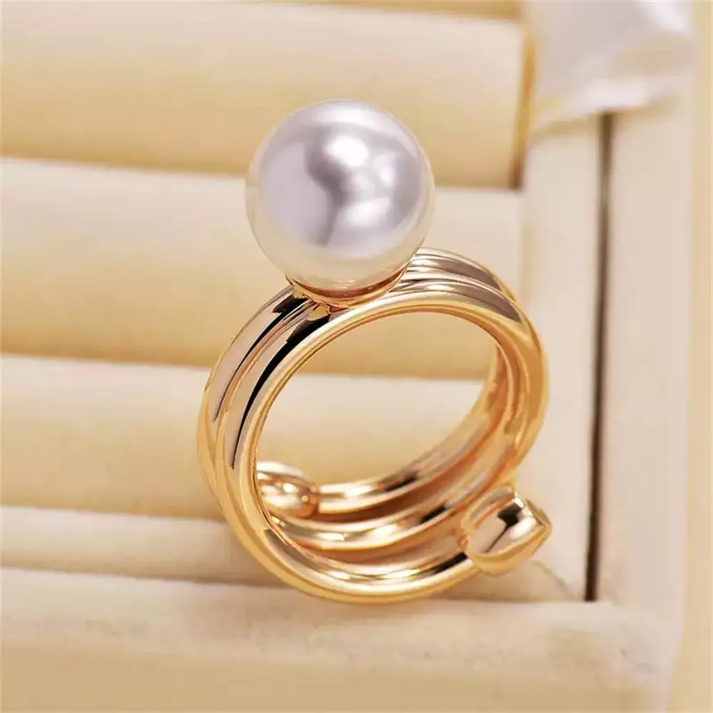 Shell Pearl Ball Silk Scarf Ring Brooch for Women Dainty Circle Layer Shawl Scarves Buckle Wrap Clasp Clip Rings Size 7 Brooches Fashion Dress Accessories Wedding Holiday Jewelry