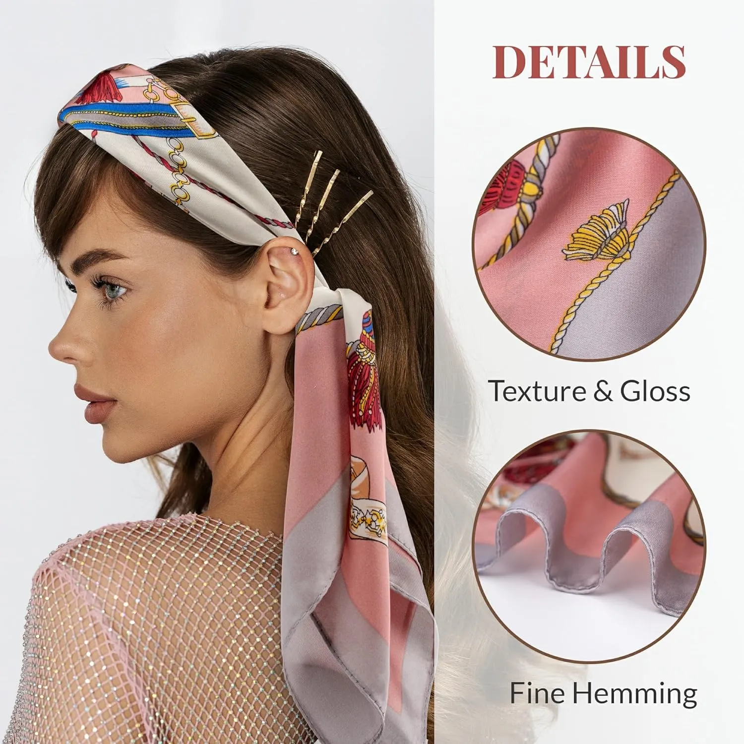 Silk Feeling Head Hair Scarf for Women Neck Square Scarves 27.5X27.5 Birthday Mother's Day Gifts