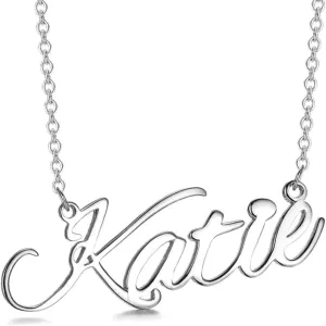 SISGEM Custom Name Necklace Personalized 925 Sterling Silver/10K/14K Name Necklace, Rose Gold/Gold/Silver Plated Nameplate Customized Jewelry Gift for Women (White)