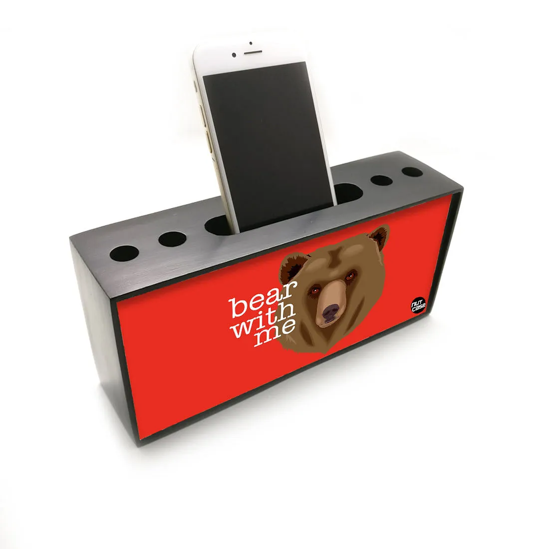 Small Mobile and Pen Holder Desk Organizer for Office Use - Bear