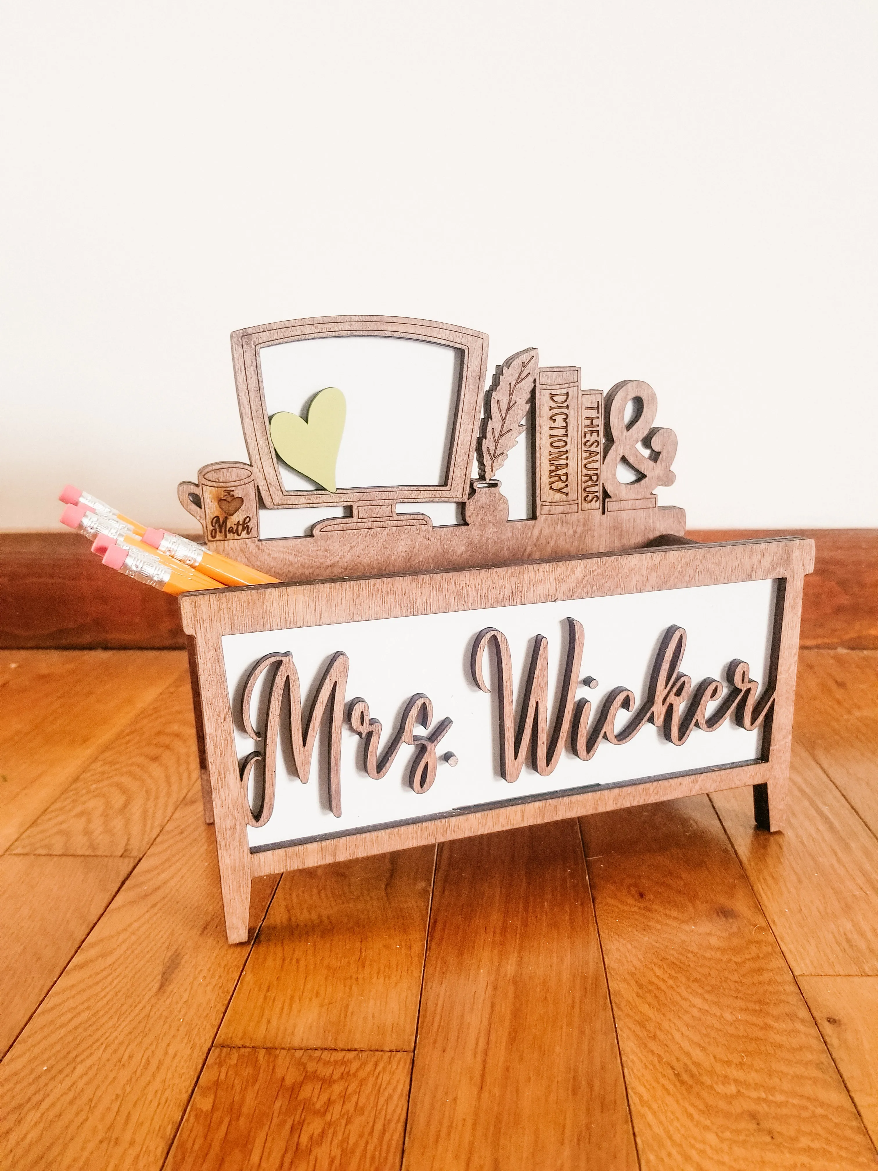 Teacher Desk Pencil Organizer // Customized Teacher Gift