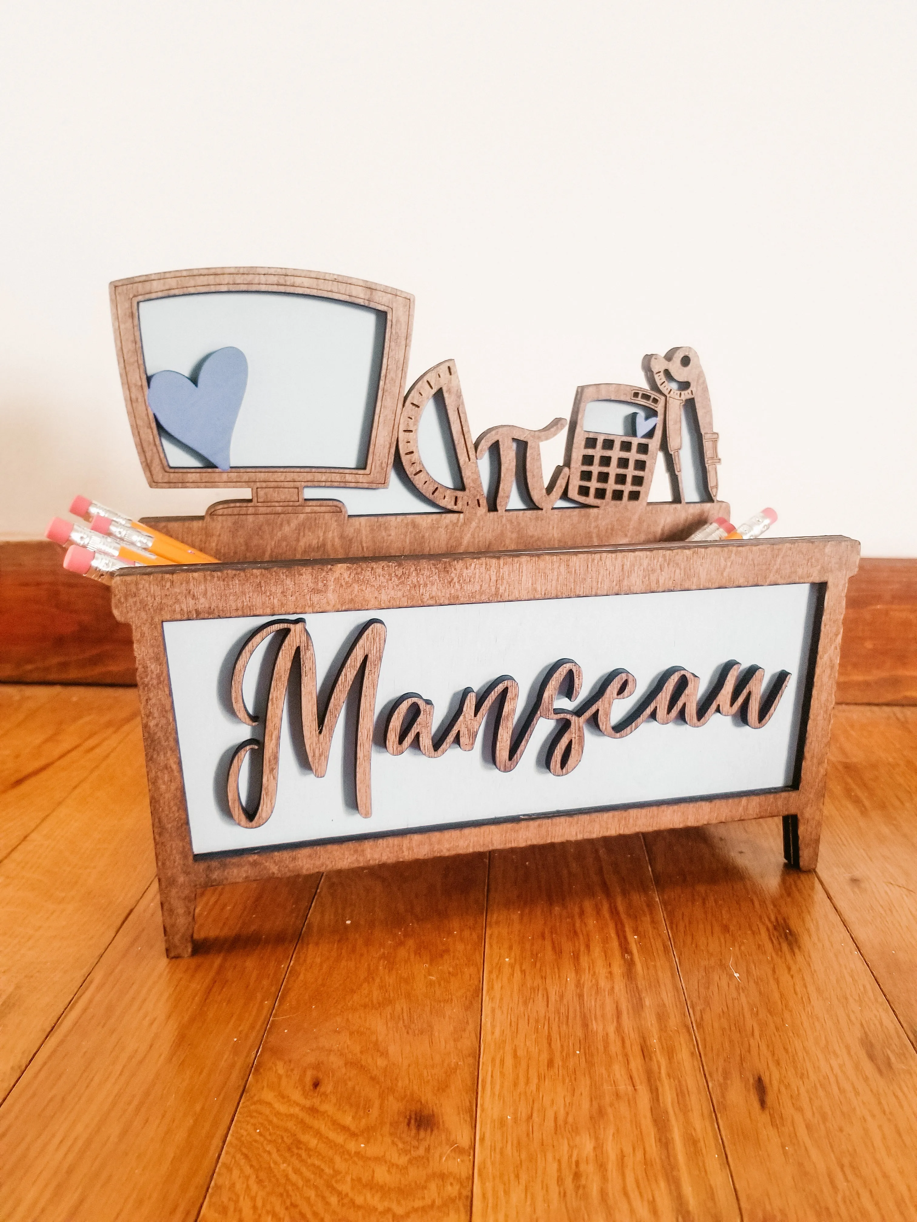 Teacher Desk Pencil Organizer // Customized Teacher Gift