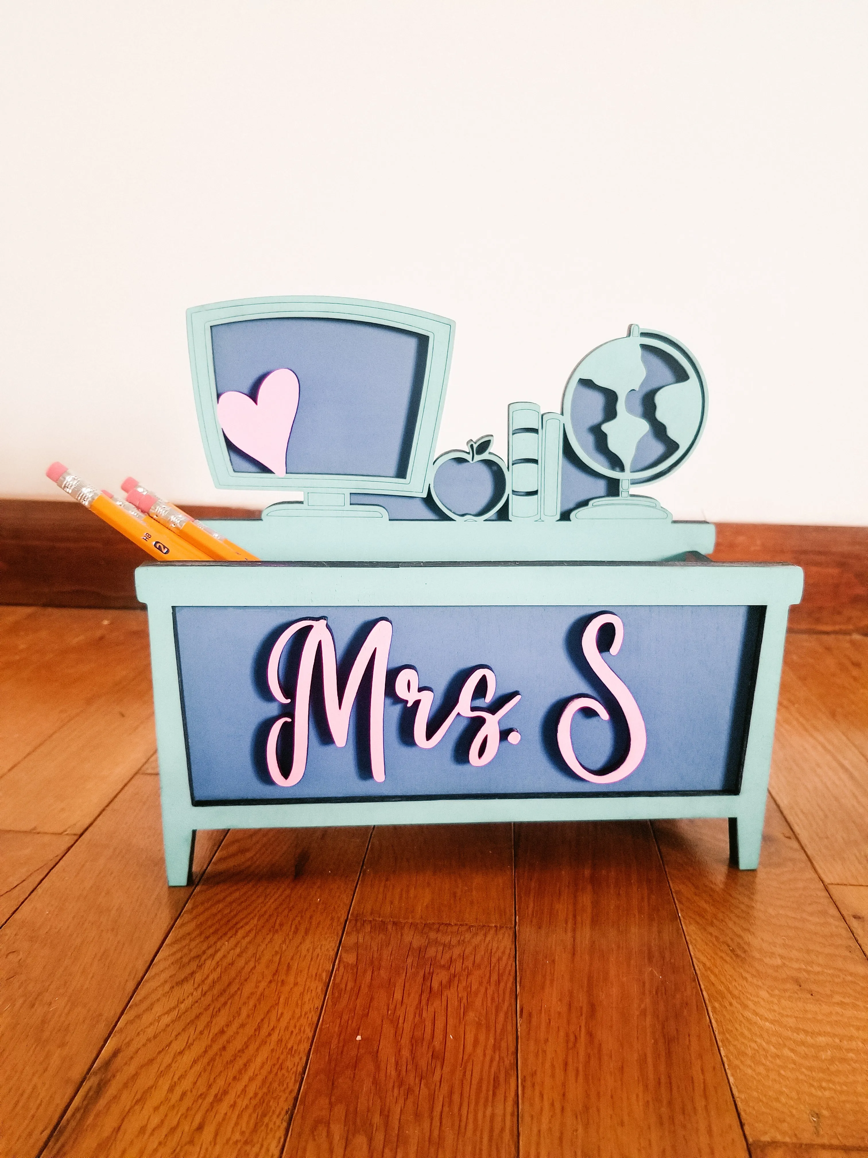 Teacher Desk Pencil Organizer // Customized Teacher Gift