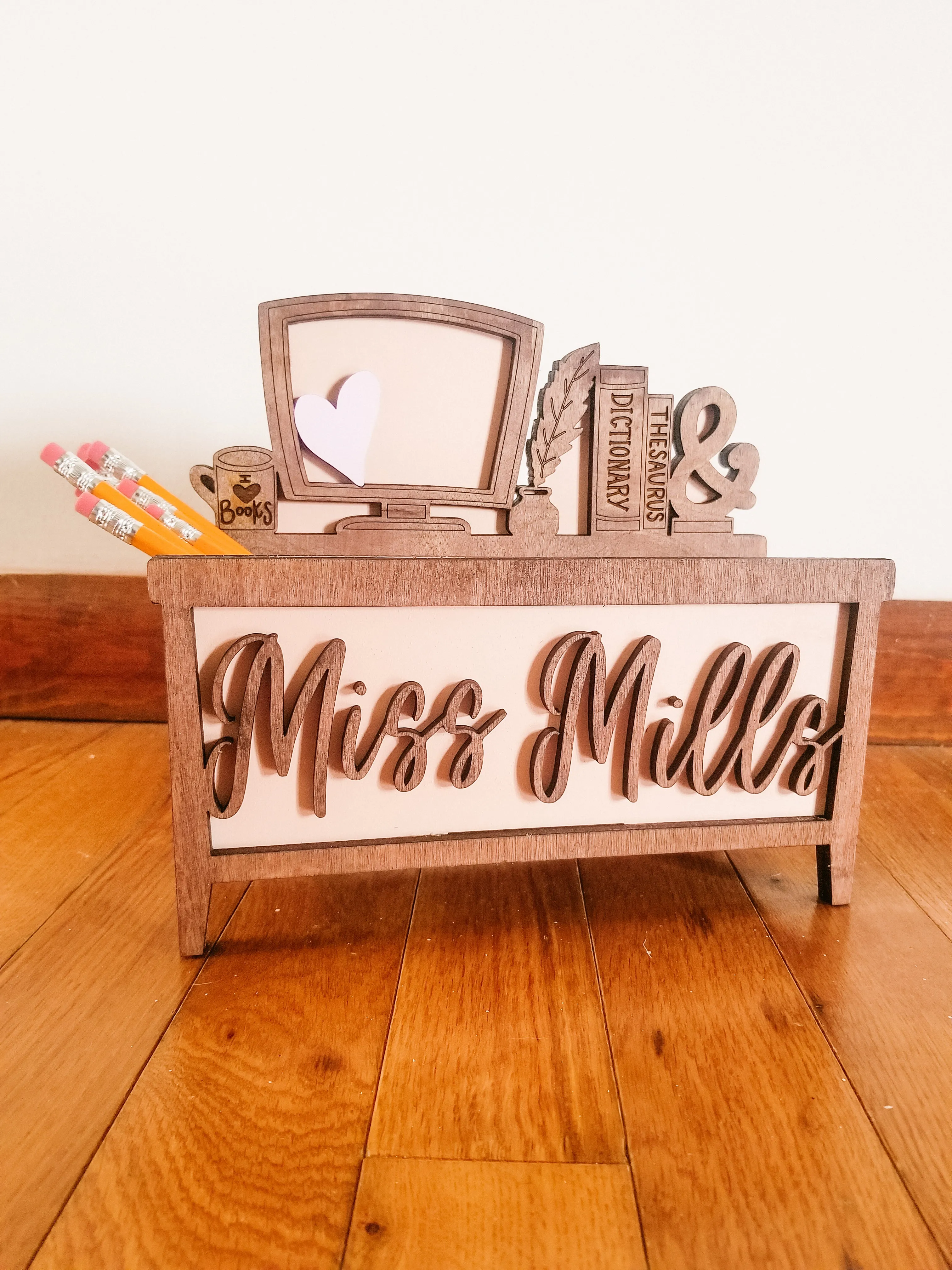 Teacher Desk Pencil Organizer // Customized Teacher Gift