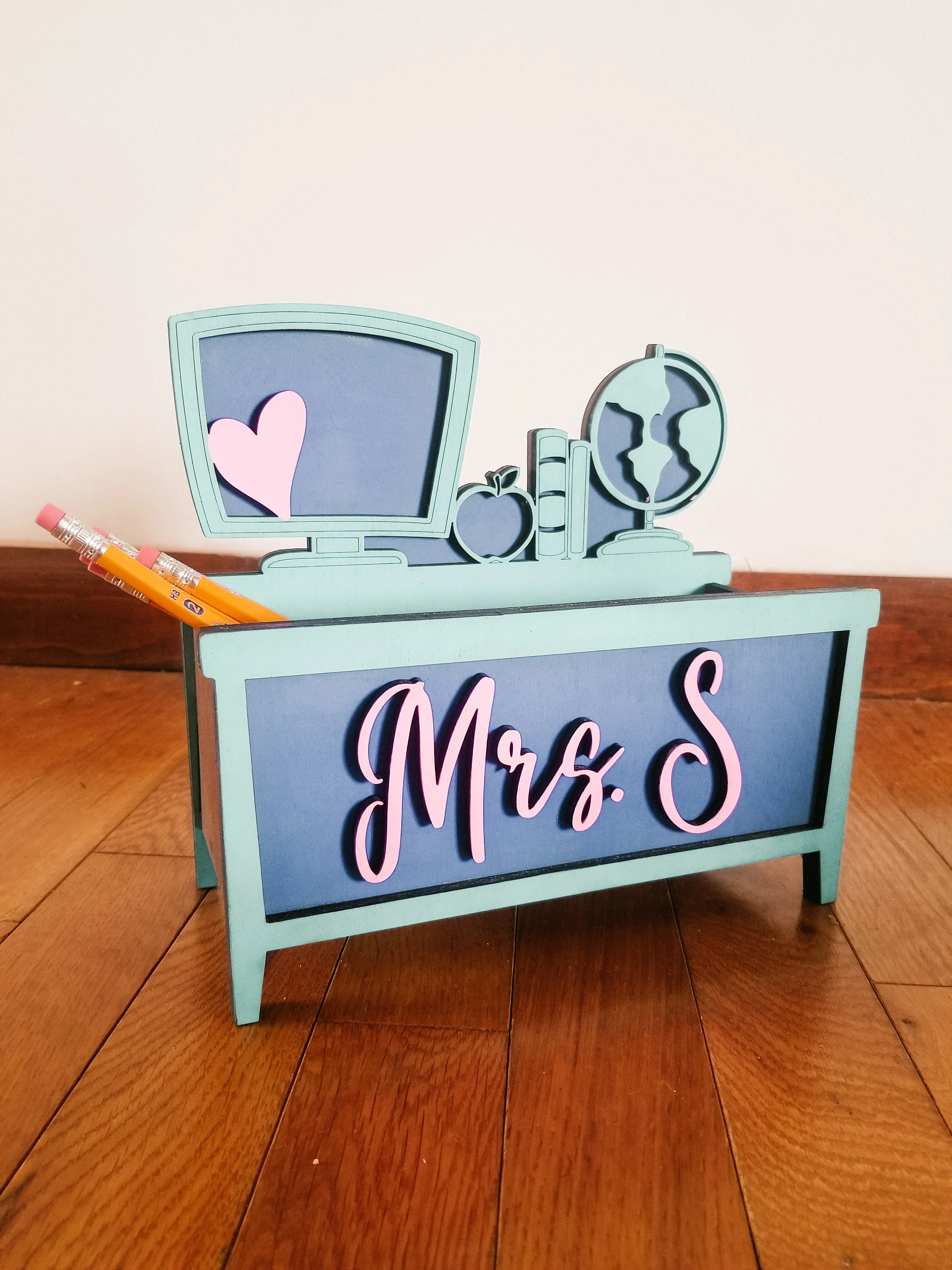 Teacher Desk Pencil Organizer // Customized Teacher Gift
