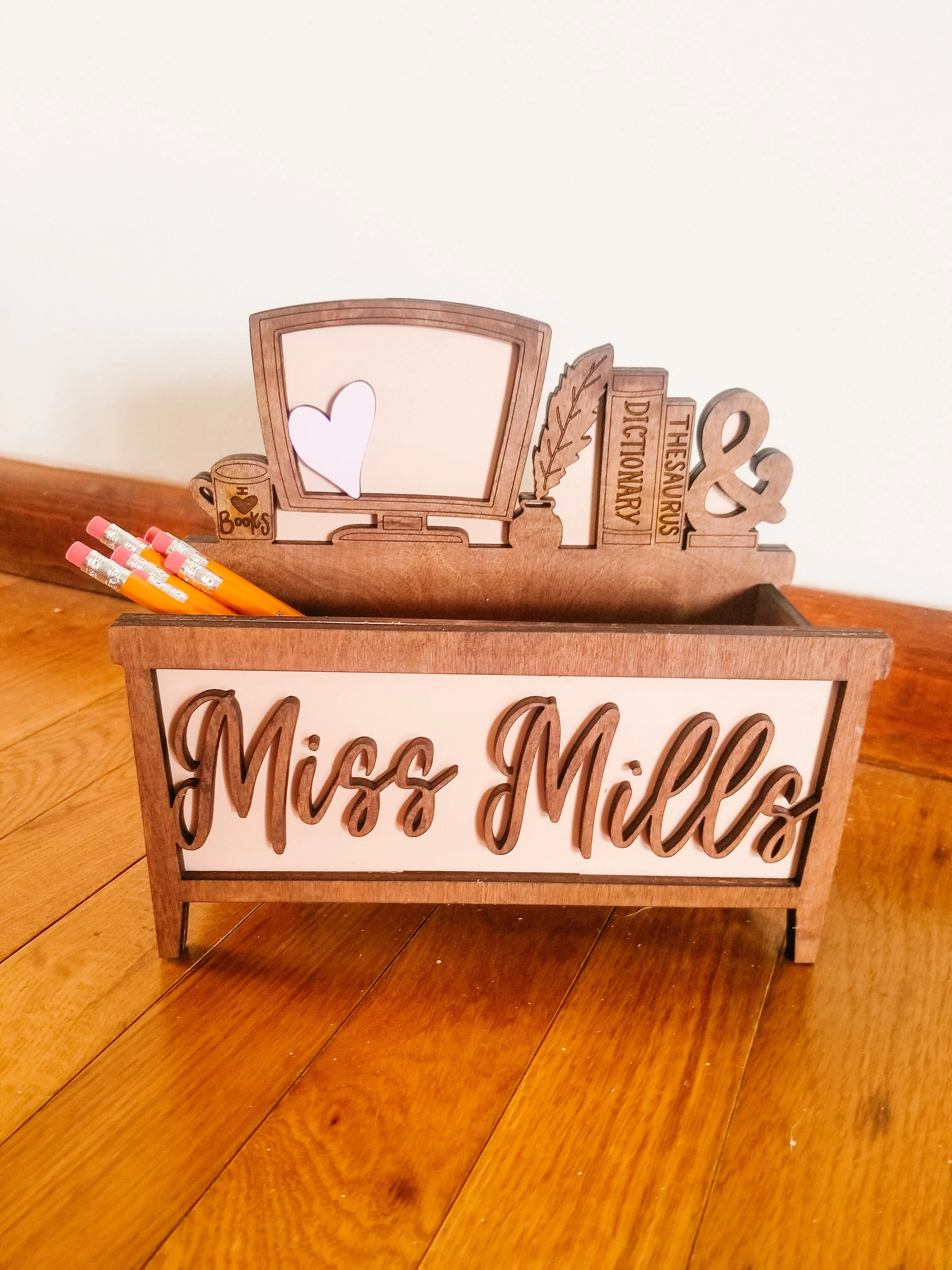 Teacher Desk Pencil Organizer // Customized Teacher Gift