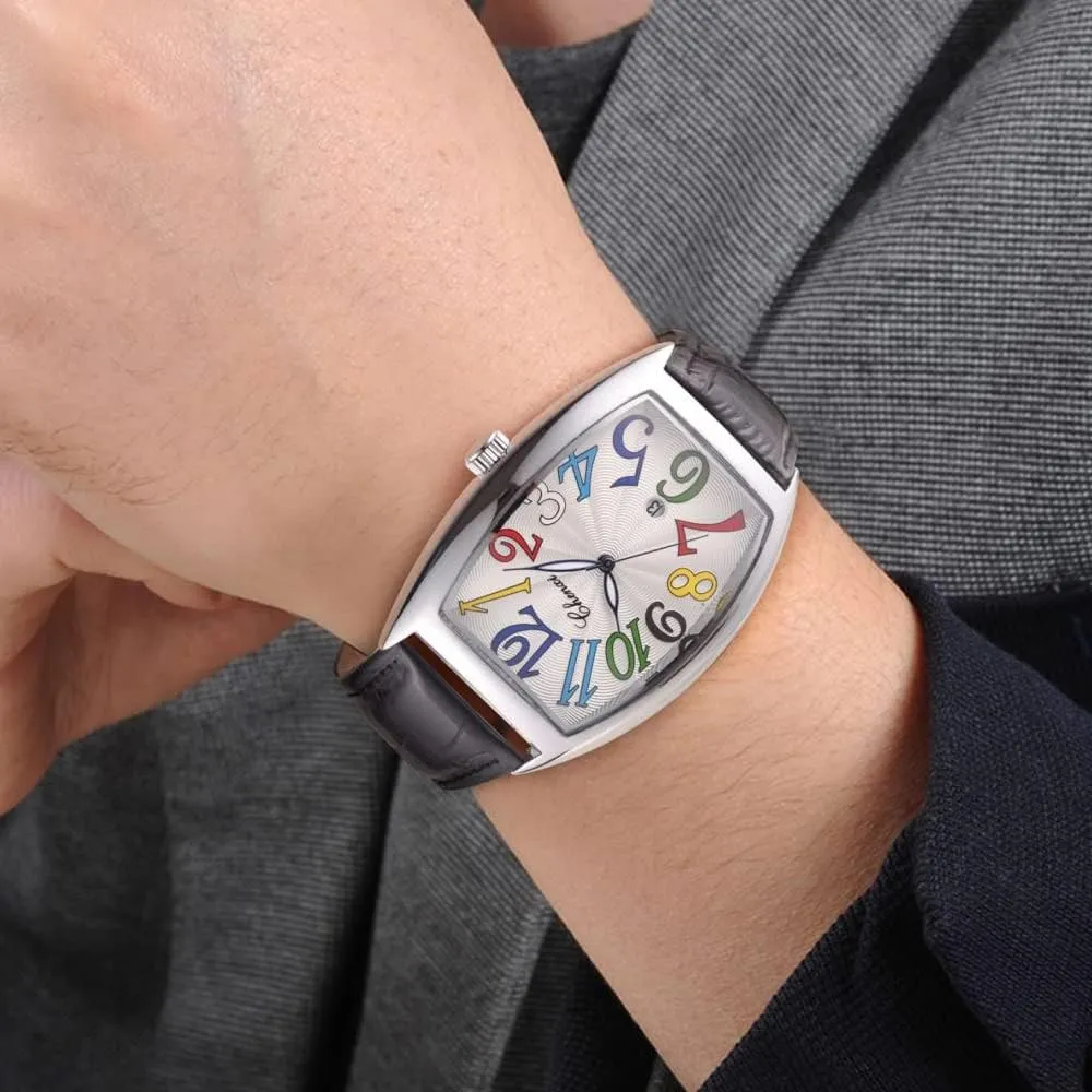 Tiong Leather Band Men's Moon Design Watch, Roman Digital Leather Band Watch with Box for Men