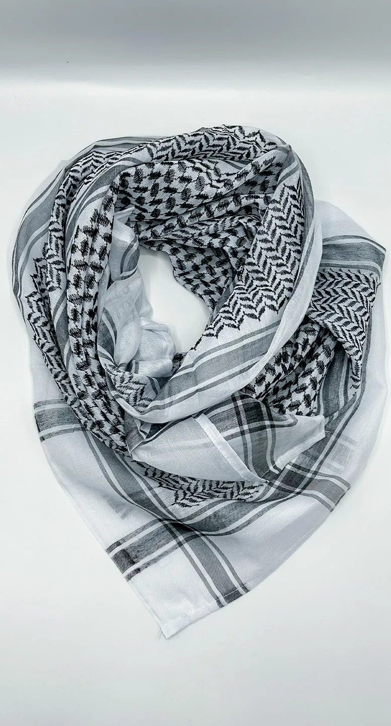 Traditional Palestine Keffiyah Scarves - Grey