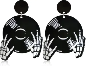Unique Handmade Old School Vinyl Records Dangle Earrings for Women 1950's Rock 'N' Roll Women's Vinyl Record Stud Earrings for Retro 60's 70s Disco Party Statement Halloween Jewelry