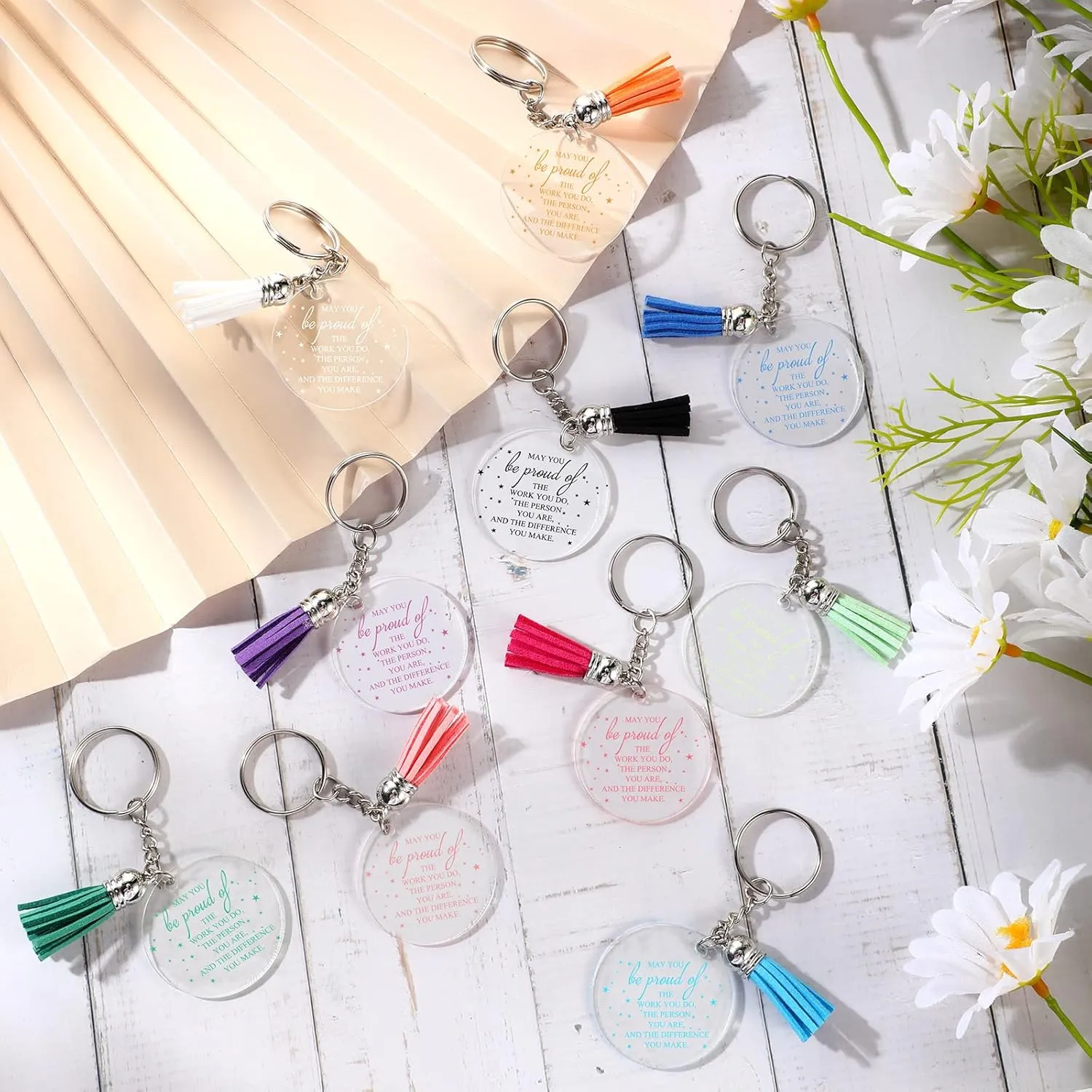 Unittype Inspirational Acrylic Keychain with Tassel Thank You Appreciation Gift for Teacher Graduation Employee Coworker
