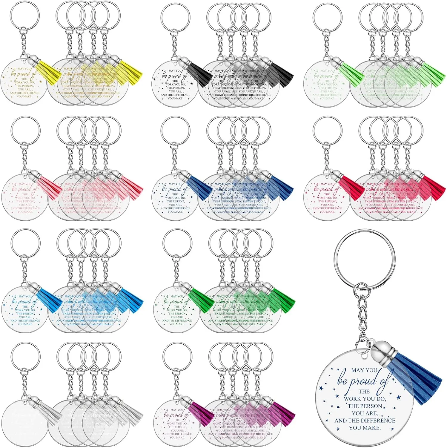 Unittype Inspirational Acrylic Keychain with Tassel Thank You Appreciation Gift for Teacher Graduation Employee Coworker