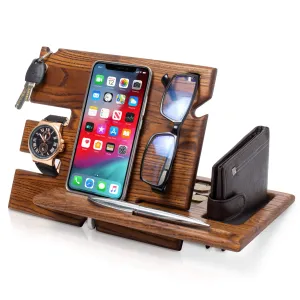 Universal Desk Organizer with Charging Station - Light Ash Wood