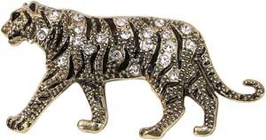 Vintage Punk Tiger Brooch Rhinestone Crystal Animal Tiger Suit Pin Retro Gothic Animal Badge Lapel Pins Clothing Dress Accessories Cool Boutonniere Corsage for Men Women Unisex Gift Birthday