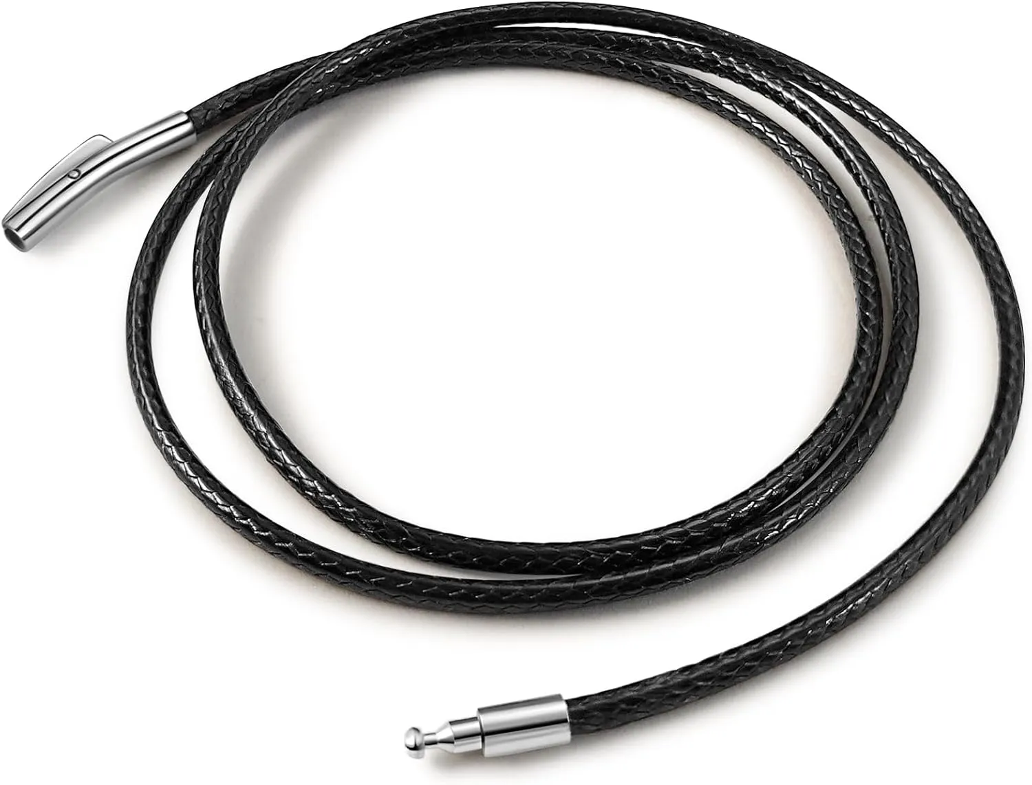 Waterproof Braided Leather Necklace Cord Chain for Men Women, with Sturdy Silver/Black Clasp, 2MM/3MM Flexible Brown/Black Rope Chain for Pendant 16"-30" Length (Send Gift Box)