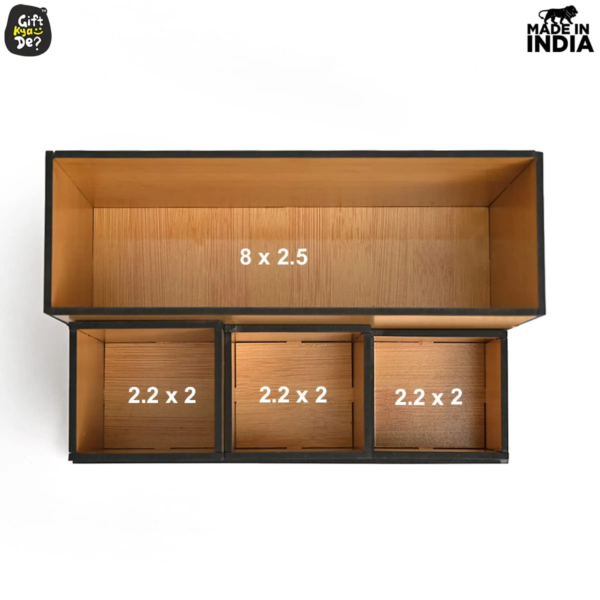 Wooden Multipurpose Desk Organizer | Table Clock | 4 Compartment Organizer