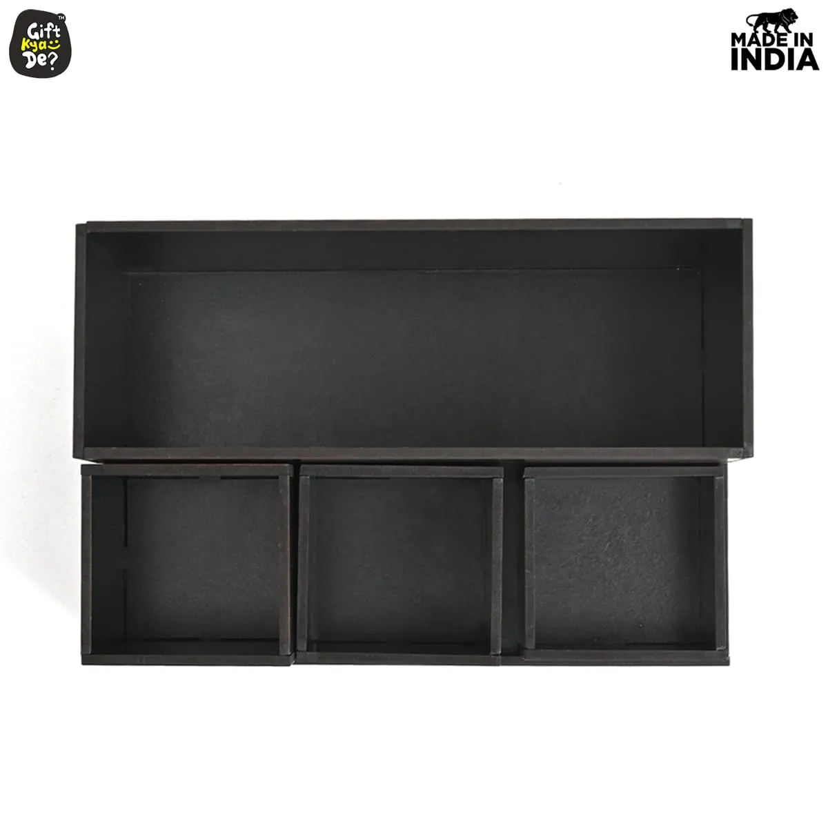 Wooden Multipurpose Desk Organizer | Table Clock | 4 Compartment Organizer