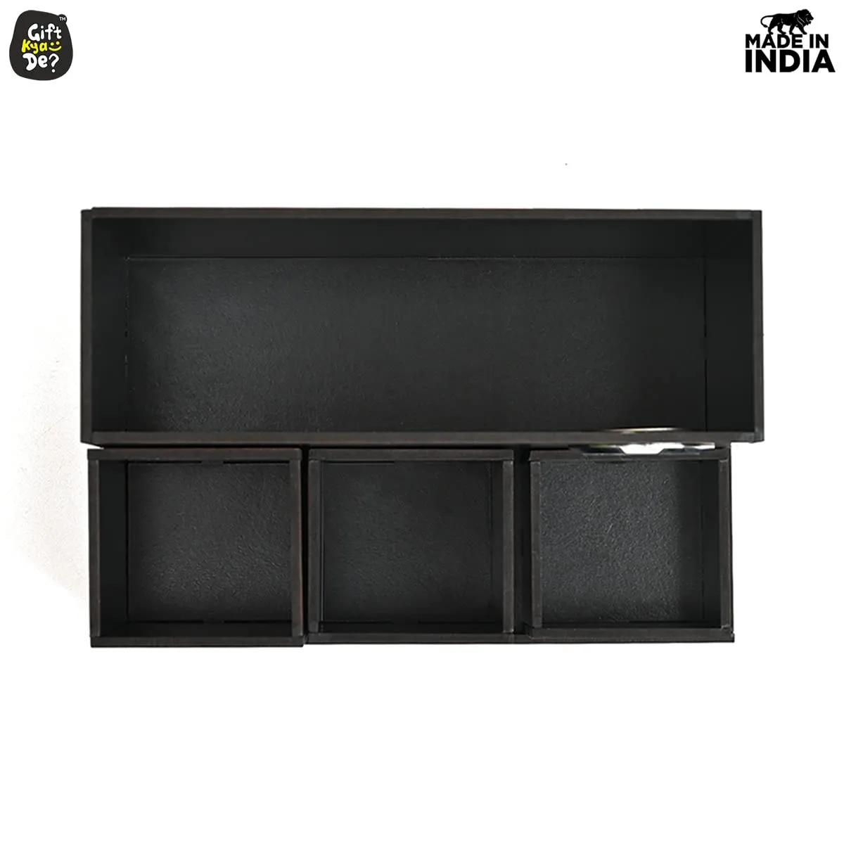 Wooden Multipurpose Desk Organizer | Table Clock | 4 Compartment Organizer