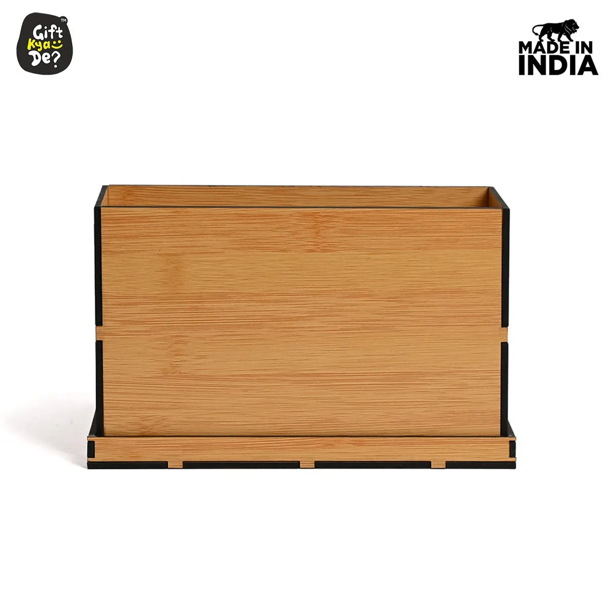 Wooden Multipurpose Desk Organizer | Table Clock | 4 Compartment Organizer