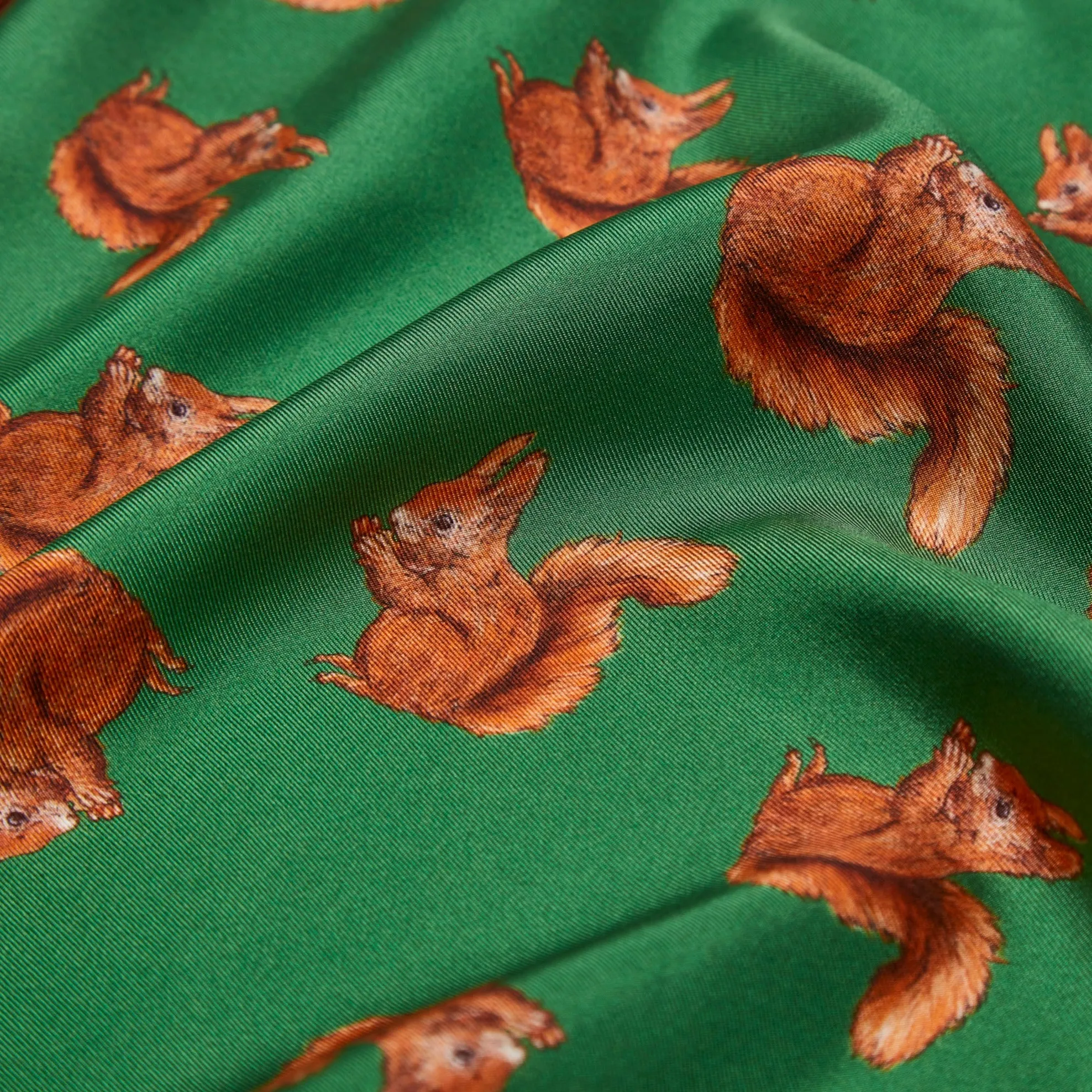 Woodland Wildlife Red Squirrel Silk Mini Scarf