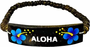 Zero Gravity Hawaii Hawaiian Jewelry Coconut Aloha Bracelet - Blue Flowers